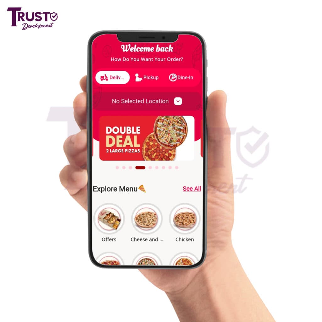 تطوير وتصميم تطبيق لمطاعم روما بيتزا